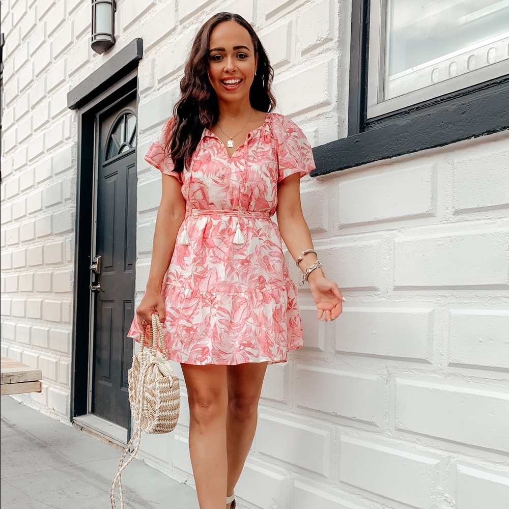 Pink Palm Print Dress